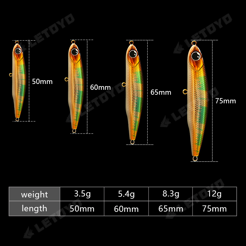 Letoyo afundando lápis 17g 12g - Fishing Lure Topwater avaliação e preço